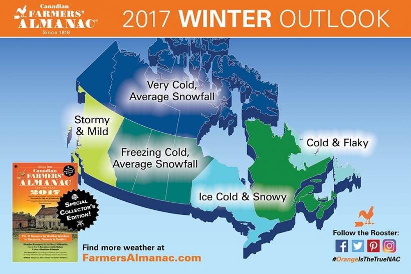 Canadian Farmer's Almanac 2017 Winter Predictions