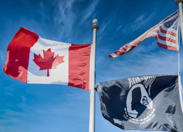 Canadian and U.S. Flags on the Boardwalk - Myrtle Beach