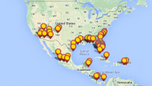 Interactive map of popular winter snowbird destinations for Canadians